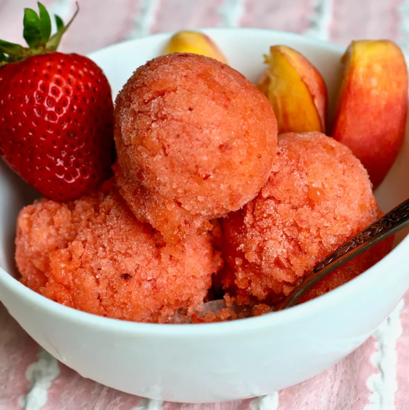 Peach and Strawberry Sorbet