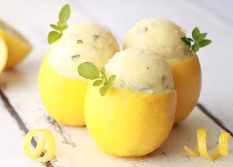 Zesty Lemon Basil Sorbet