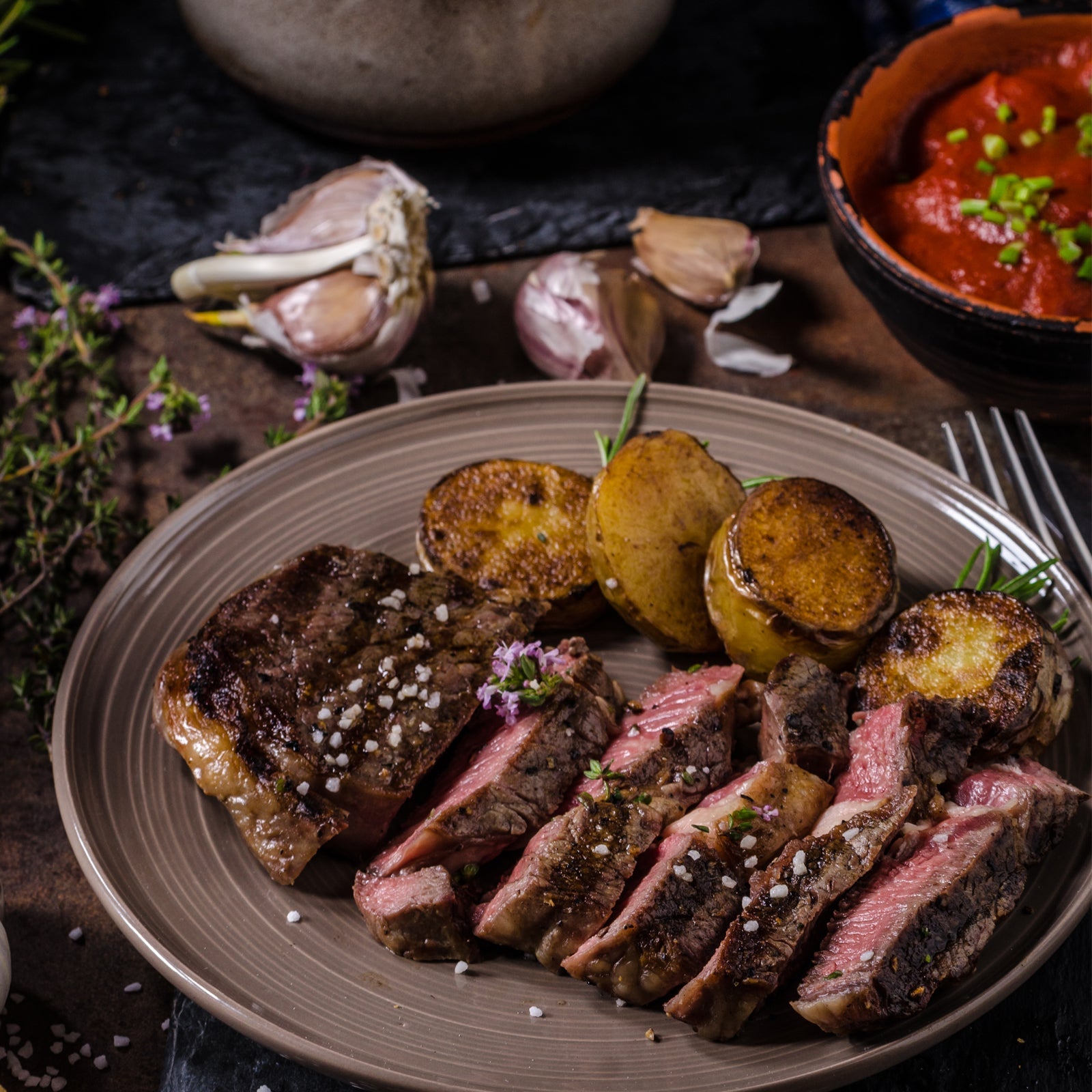 Garlic Herb Steak with Roasted Potatoes | Homtone Pizza Oven | DS-1433-SR