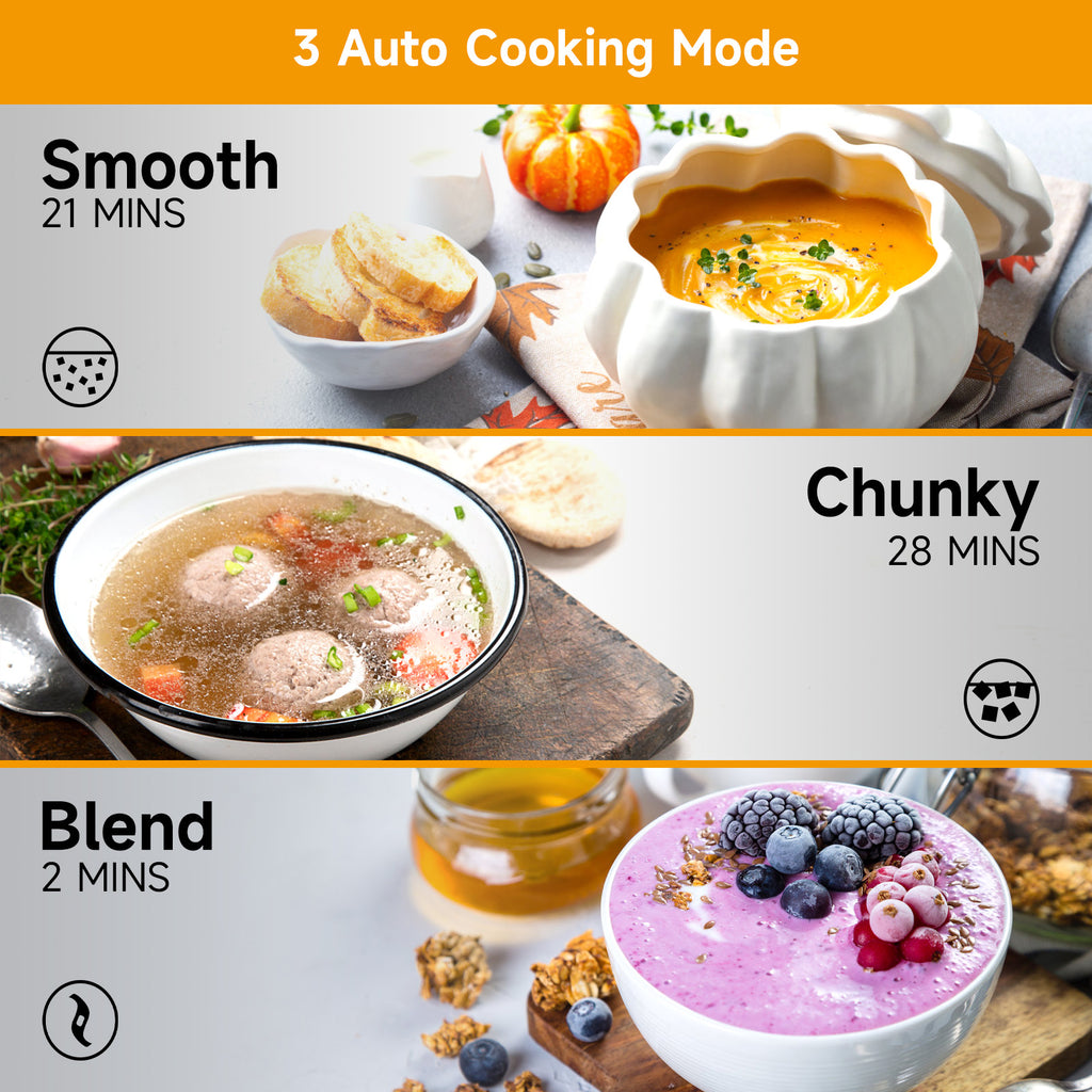 Click Machine Soup Homtone 1.6L Soup Maker Machine, Stainless Steel Programmable Soup Mak