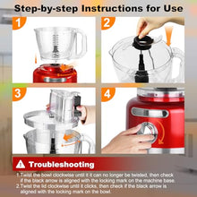 16 Cup Food Processor , 6 Blades 8 Functions for Home Use, 2 Speed, 600W, Red