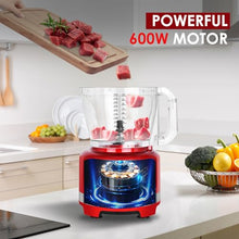 16 Cup Food Processor , 6 Blades 8 Functions for Home Use, 2 Speed, 600W, Red