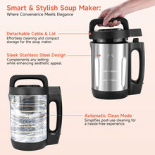 Homtone Soup Maker 2L, 6-in-1 Multifunctional Smooth and Chunky Soupmaker with LCD Control Panel, Stainless Steel Electric Soup Cooker Machine, 2-6 Servings, Smart Living for Home Use (Black）