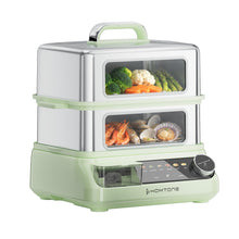 Homtone 16.5L Electric Food Steamer with 20s Fast Steam, 1400w Vegetable Steamer with See-Through Windows, 24H Delay & 4H Keep-Warm, 6 Preset Timings, Double Baskets, Stainless Steel, BPA-Free