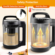 Homtone 1.6L Soup Maker Machine, Stainless Steel Programmable Soup Maker with Smooth & Chunky Settings, Anti-Dry Burn, Overfill Sensors, Self-Cleaning Mode for Quick Soups, Baby Food, Home Use Black