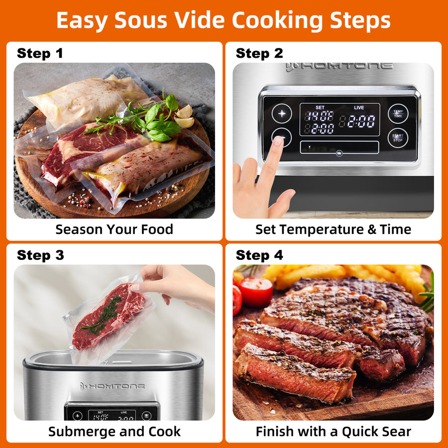 Homtone Sous Vide Cooker, 8 Quart Sous Vide Precise Cooker, Vacuum Bag