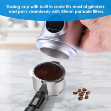 Homtone Electronic Coffee dosing Cup with Scale,Pour Over Coffee Bean&Powder Weighing Cup for Espresso,Compatible with 58mm Portafilter,0.05g-500g