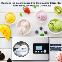 Homtone Ice Cream Maker, 2.1 Quart with Built-in Compressor and LCD Timer
