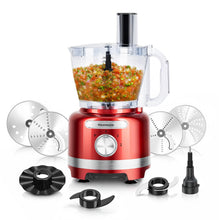 Homtone 16 Cup Food Processor, Large 9-in-1 for Dough, Salad, Chopper, Red