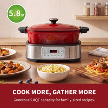 Homtone 6-in-1 Multi Cooker, 5.8Qt Cast Iron Dutch Oven Slow Cooker
