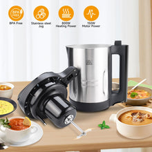 Homtone Soup Maker, Makes 2-6 Servings, 6-in-1 Multifunctional Smooth and Chunky Soupmaker, Electric Soup Bleander Eeasy Clean for Home Use, Black and Stainless Steel