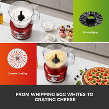 Homtone 16 Cup Food Processor, Large 9-in-1 for Dough, Salad, Chopper, Red