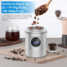 Homtone Electronic Coffee dosing Cup with Scale,Pour Over Coffee Bean&Powder Weighing Cup for Espresso,Compatible with 58mm Portafilter,0.05g-500g