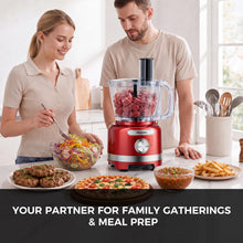 Homtone 16 Cup Food Processor, Large 9-in-1 for Dough, Salad, Chopper, Red