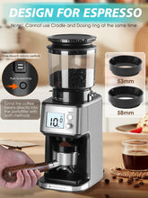 Homtone Conical Burr Coffee Grinder, Anti-Static Electric Espresso Grinder with 51 Precise Settings, Adjustable Coffee Bean Grinder for 2-12 Cups, Clog-Free, Digital Display Stainless Steel