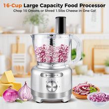 Homtone 16 Cup Food Processor Large, 9 Functions 7 Blades 3 Speeds for Shredding, Slicing, Making French Fries, Chopping Meat, Kneading Dough & Emulsifying, 600W, Silver