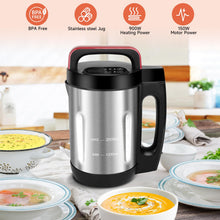 Homtone Soup Maker, Makes 2-6 Servings, 6-in-1 Multifunctional Smooth and Chunky Soupmaker, Electric Soup Bleander Eeasy Clean for Home Use, Black and Stainless Steel