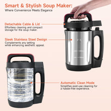 Homtone Soup Maker, Makes 2-6 Servings, 6-in-1 Multifunctional Smooth and Chunky Soupmaker, Electric Soup Bleander Eeasy Clean for Home Use, Black and Stainless Steel