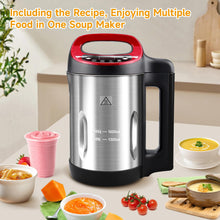 Homtone Soup Maker, Makes 2-6 Servings, 6-in-1 Multifunctional Smooth and Chunky Soupmaker, Electric Soup Bleander Eeasy Clean for Home Use, Black and Stainless Steel