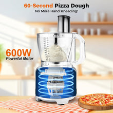 Homtone 16 Cup Food Processor Large, 9 Functions 7 Blades 3 Speeds for Shredding, Slicing, Making French Fries, Chopping Meat, Kneading Dough & Emulsifying, 600W, Silver