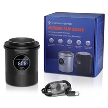 HOMTONE Espresso Dosing Cup & Digital Scale Combo - 0.05g Precision, USB-C Rechargeable, 58mm Portafilter Compatible - Stainless Steel Interior, Black
