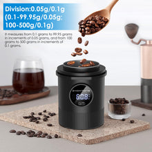 Homtone Electronic Coffee dosing Cup with Scale,Pour Over Coffee Bean&Powder Weighing Cup for Espresso,Compatible with 58mm Portafilter,0.05g-500g