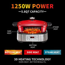 Homtone 6-in-1 Multi Cooker, 5.8Qt Cast Iron Dutch Oven Slow Cooker