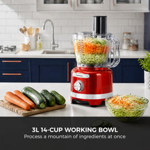 Homtone 16 Cup Food Processor, Large 9-in-1 for Dough, Salad, Chopper, Red