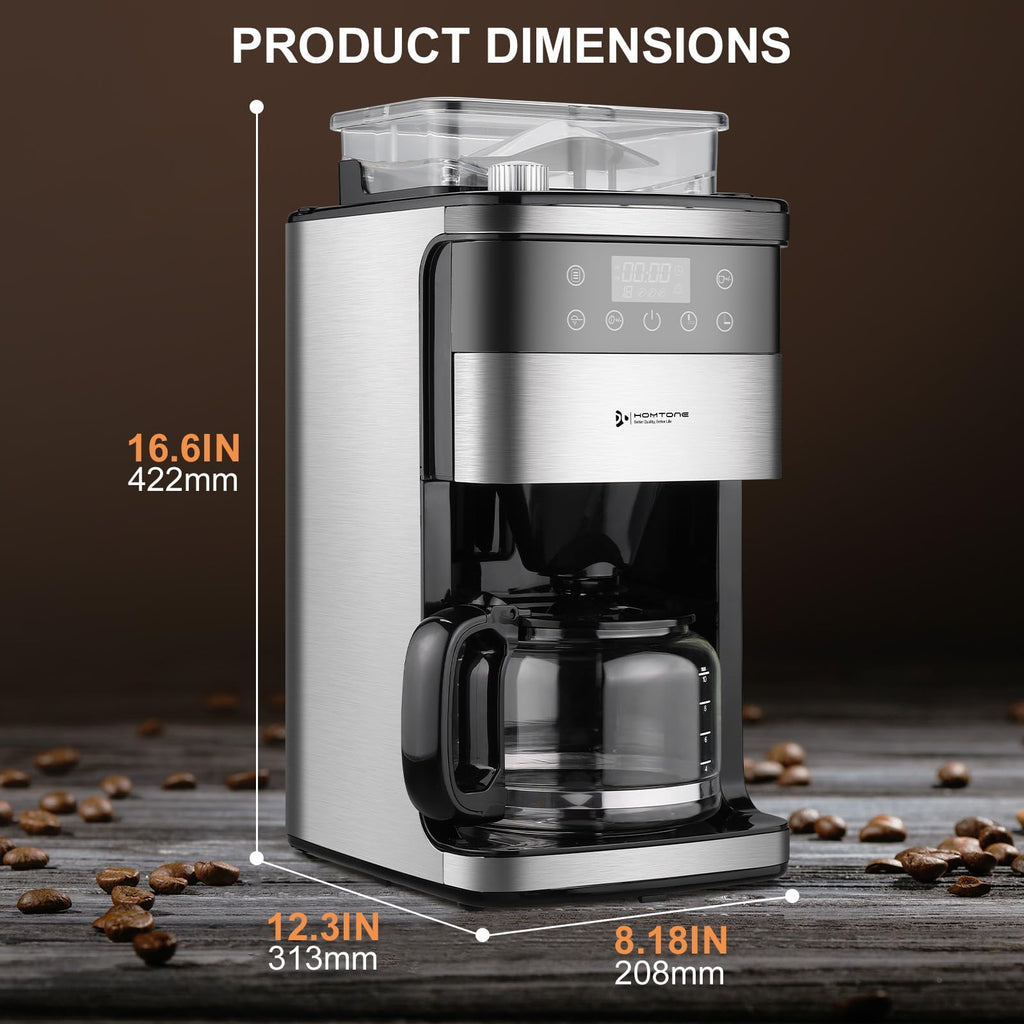 10-Cup Coffee Maker with Burr Grinder Built-in,Programmable Grind & Br ...