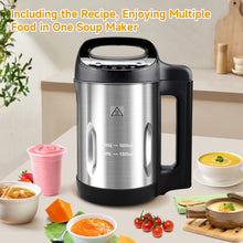 Homtone 1.6L Soup Maker Machine, Stainless Steel Programmable Soup Maker with Smooth & Chunky Settings, Anti-Dry Burn, Overfill Sensors, Self-Cleaning Mode for Quick Soups, Baby Food, Home Use Black