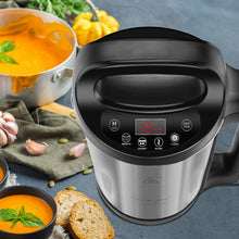 Homtone 1.6L Soup Maker Machine, Stainless Steel Programmable Soup Maker with Smooth & Chunky Settings, Anti-Dry Burn, Overfill Sensors, Self-Cleaning Mode for Quick Soups, Baby Food, Home Use Black