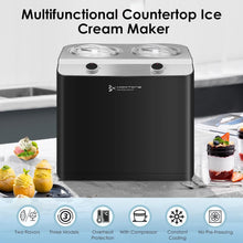 Homtone 2 Flavor Ice Cream Maker, Automatic Compressor Ice Cream Machine with 2 Bowls, 2.6QT (2 x 1.3qt) Largest Capacity