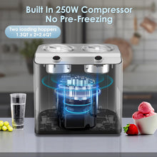 Homtone 2 Flavor Ice Cream Maker, Automatic Compressor Ice Cream Machine with 2 Bowls, 2.6QT (2 x 1.3qt) Largest Capacity