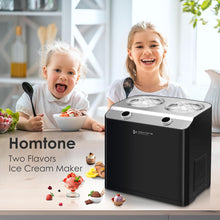 Homtone 2 Flavor Ice Cream Maker, Automatic Compressor Ice Cream Machine with 2 Bowls, 2.6QT (2 x 1.3qt) Largest Capacity