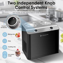 Homtone 2 Flavor Ice Cream Maker, Automatic Compressor Ice Cream Machine with 2 Bowls, 2.6QT (2 x 1.3qt) Largest Capacity