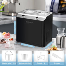Homtone 2 Flavor Ice Cream Maker, Automatic Compressor Ice Cream Machine with 2 Bowls, 2.6QT (2 x 1.3qt) Largest Capacity