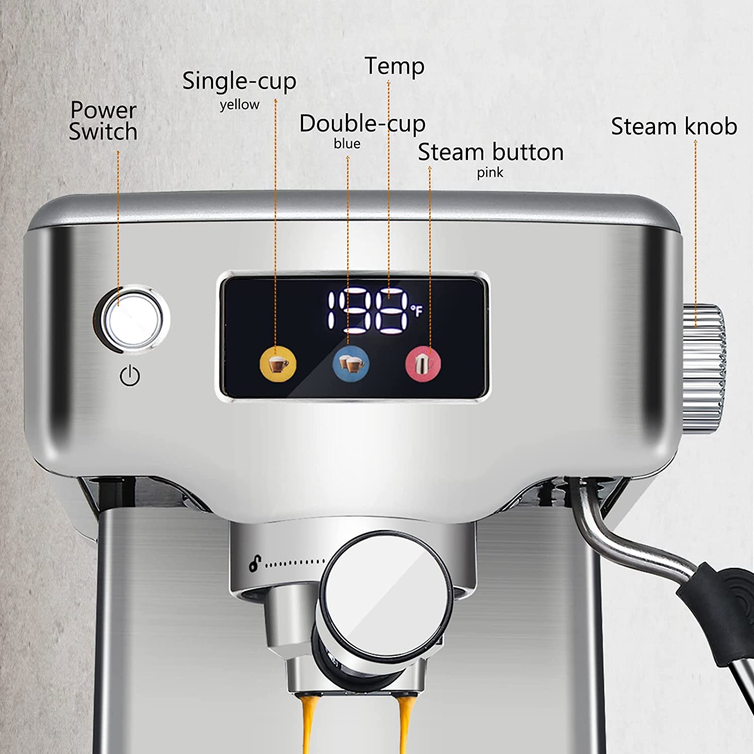 Homtone Máquina de café expreso de 20 bares, máquina de café expreso de  acero inoxidable con espumador de leche para capuchino, café con leche