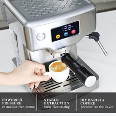 Homtone Espresso Machine 20 Bar, Stainless Steel Espresso Machine with Milk Frother for Cappuccino