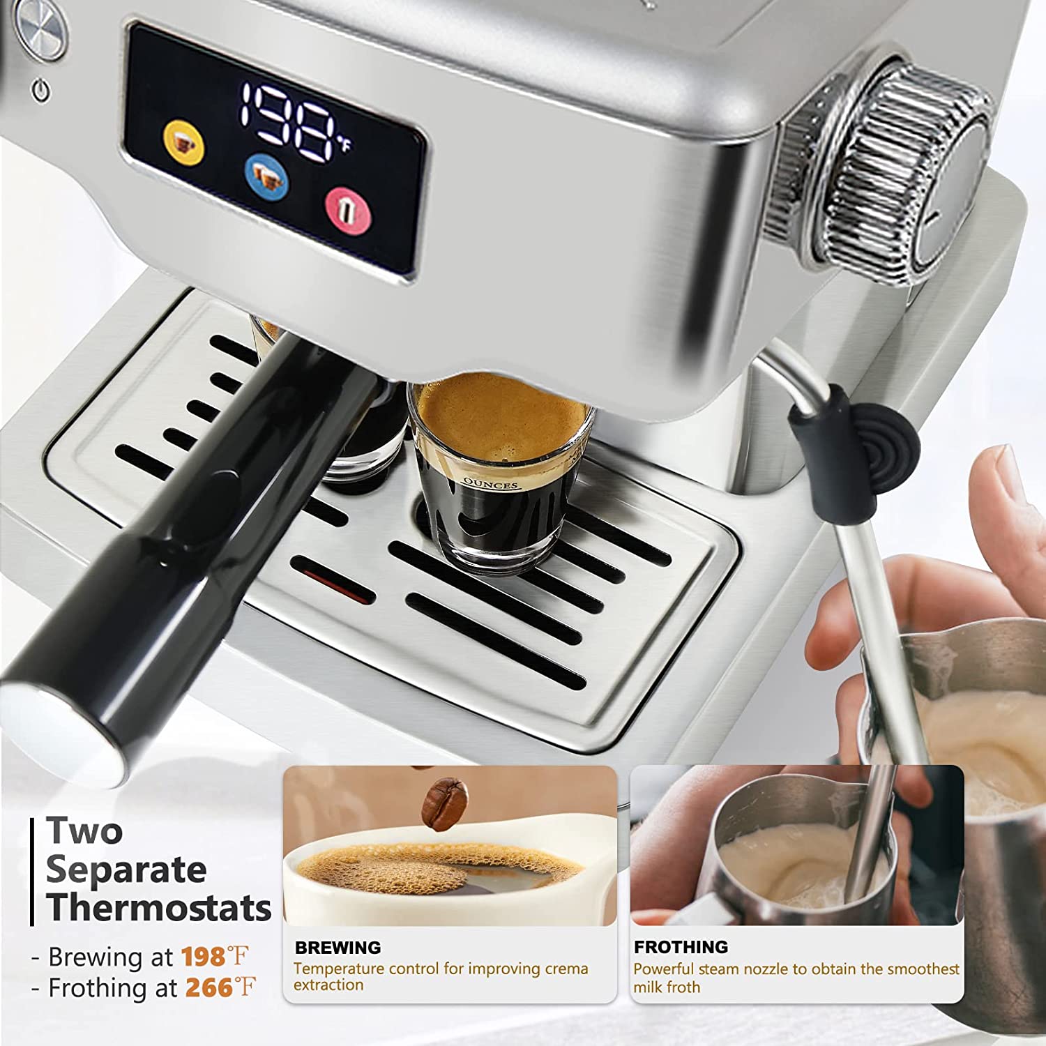 Coffee machine with frothing nozzle