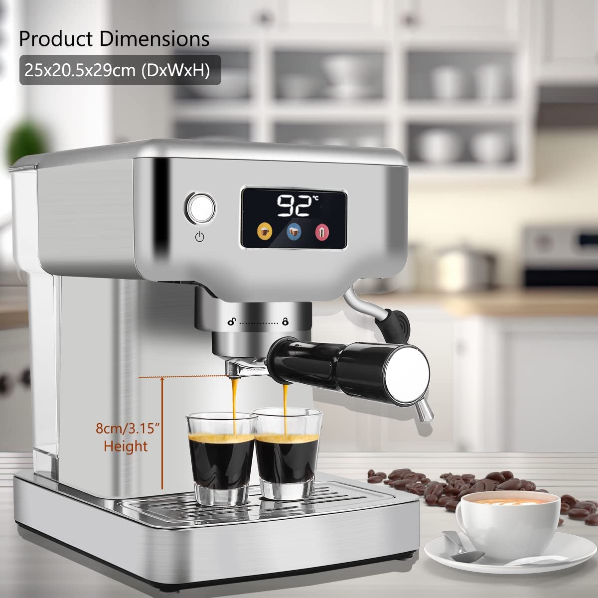 Espresso Machine with Milk Frother, Kitchen Espresso Coffee Maker