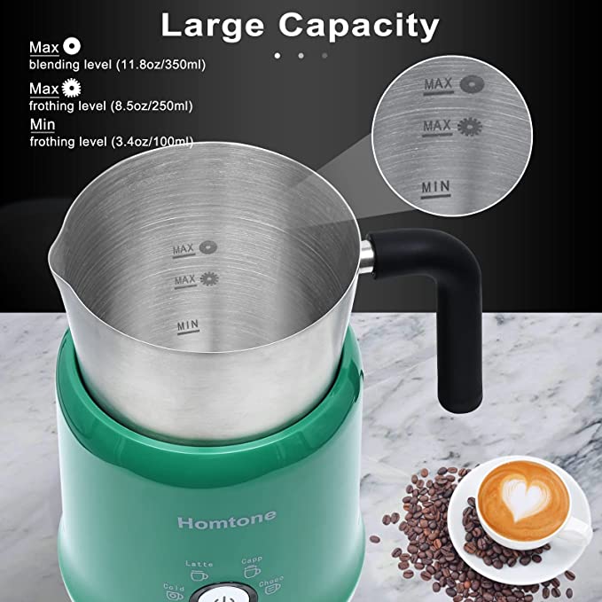 4-in-1 Electric Milk Frother Auto Shut-off 11.8Oz/350ML Hot Cold