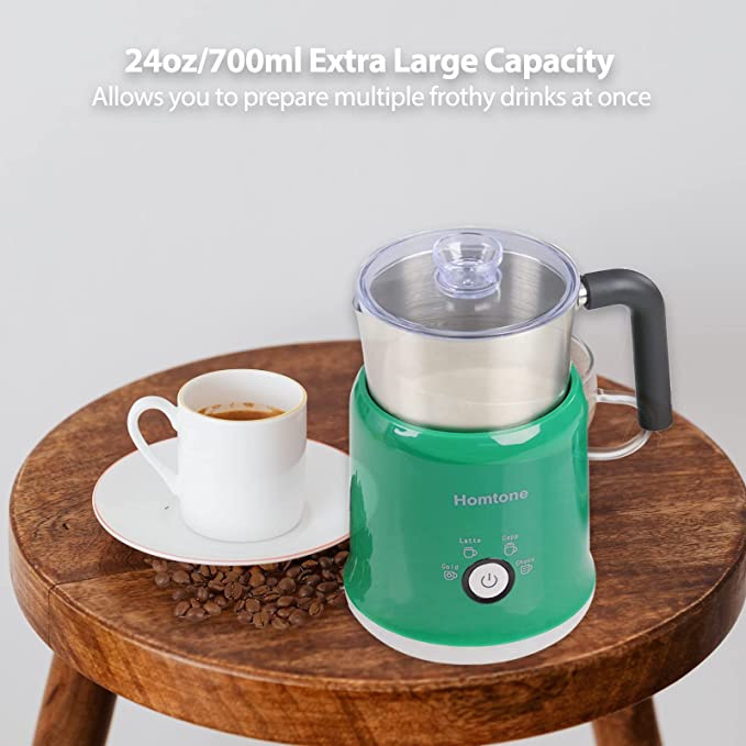 4-in-1 Milk Frother Steamer Auto Shut-off 11.8Oz/350ML Quiet Auto Milk  Warmer with Pouring Handle for Coffee/Latte/Hot Chocolate